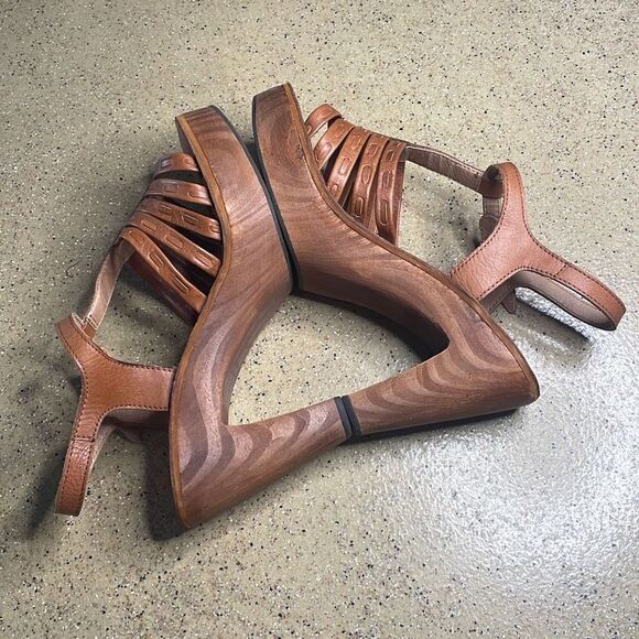 Jeffrey Campbell Free People Wood Platform Leather Sandals 9.5 - Picture 4 of 11